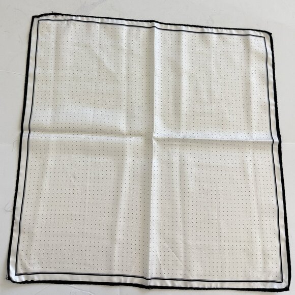 Lot of 2 Women's Scarves Silk/ Polyester White/Black Flower 27"  Polka Dot 19" - Picture 3 of 9